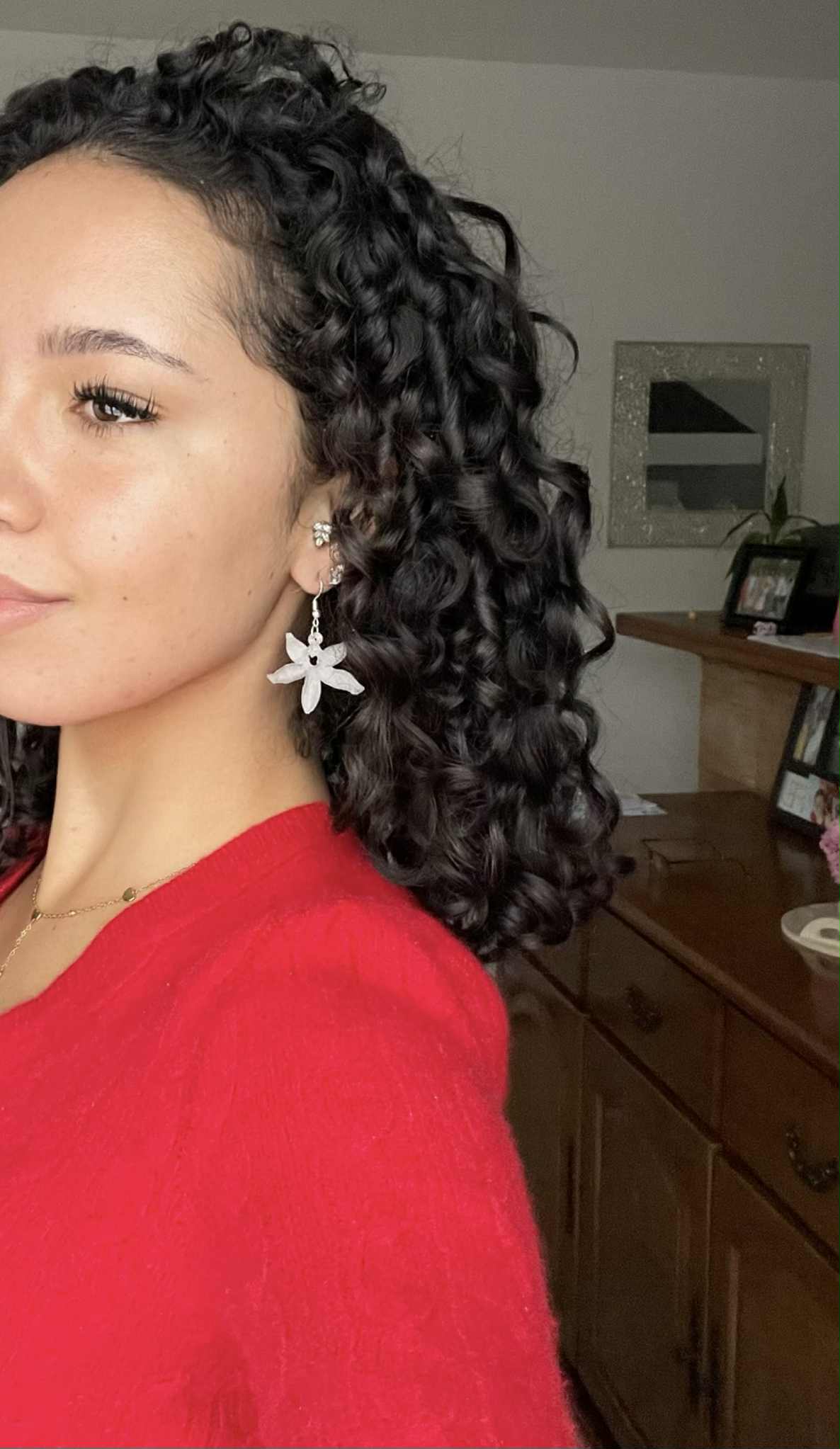 Boucle d'oreille feuille de vanille.