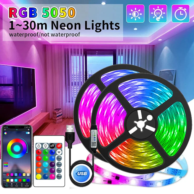 Bande Lumineuse à LED flexible avec branchement USB , application pour changer les couleurs