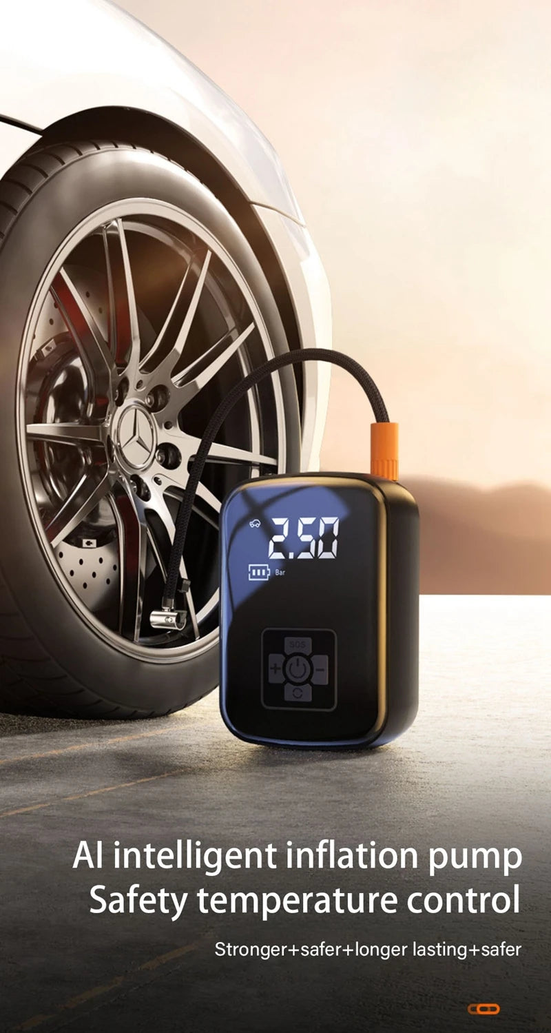 1 pièce – Compresseur d'air sans fil pour voiture Pompe électrique pour pneus – Gonfleur portable pour moto, vélo, bateau, voiture, ballons et objets gonflables