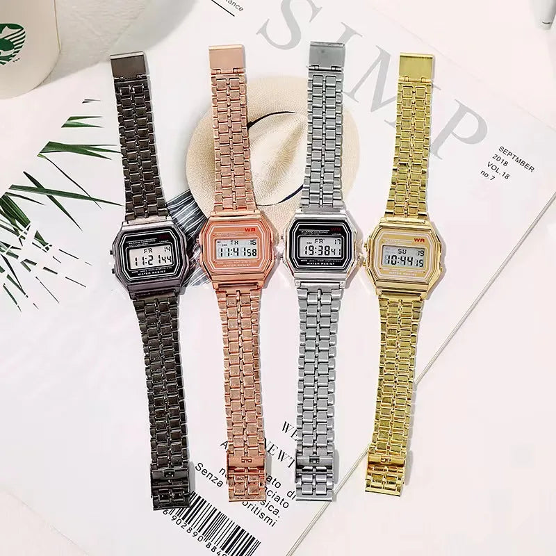 Montre Électronique F91W à Bracelet Acier – Unisexe, Sport & Business