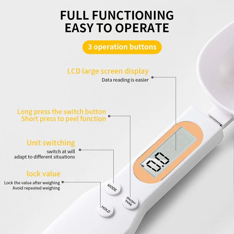 Cuillère Balance de Cuisine Digitale – Écran LCD, Haute Précision 0.1g à 500g