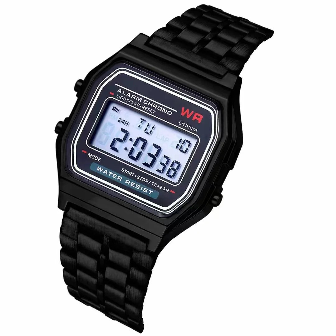 Montre Électronique F91W à Bracelet Acier – Unisexe, Sport & Business