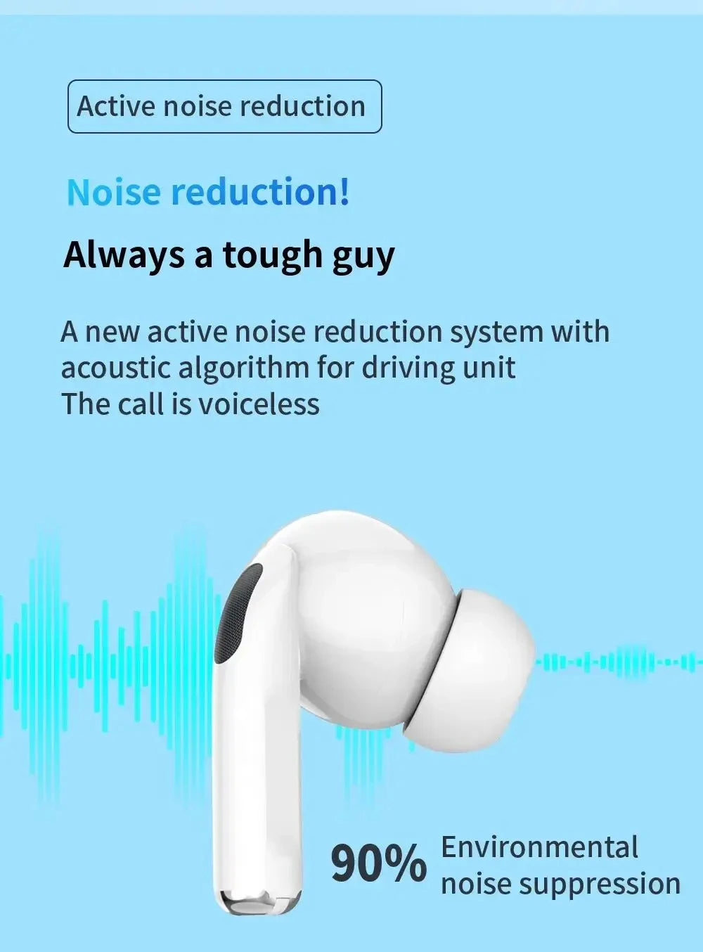 Écouteurs Bluetooth sans fil de marque Tideboom Pro 5 TWS Max, écouteurs intra-auriculaires de sport, casque antibruit pour iPhone et Android.