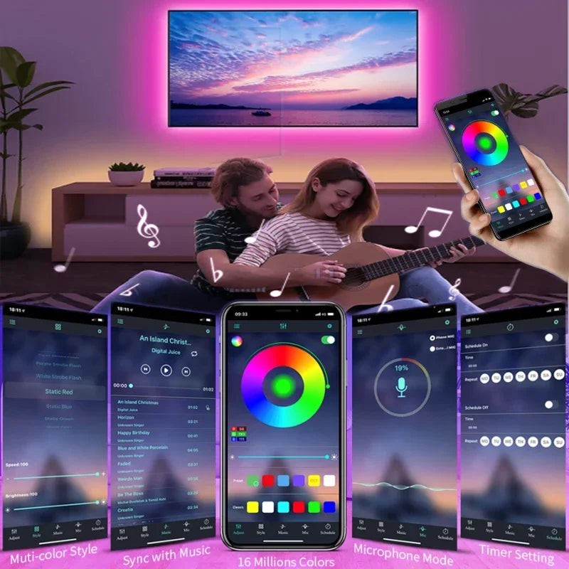 Bande Lumineuse à LED flexible avec branchement USB , application pour changer les couleurs