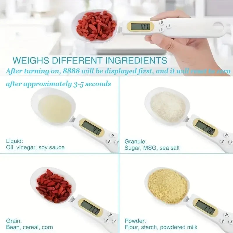 Cuillère Balance de Cuisine Digitale – Écran LCD, Haute Précision 0.1g à 500g