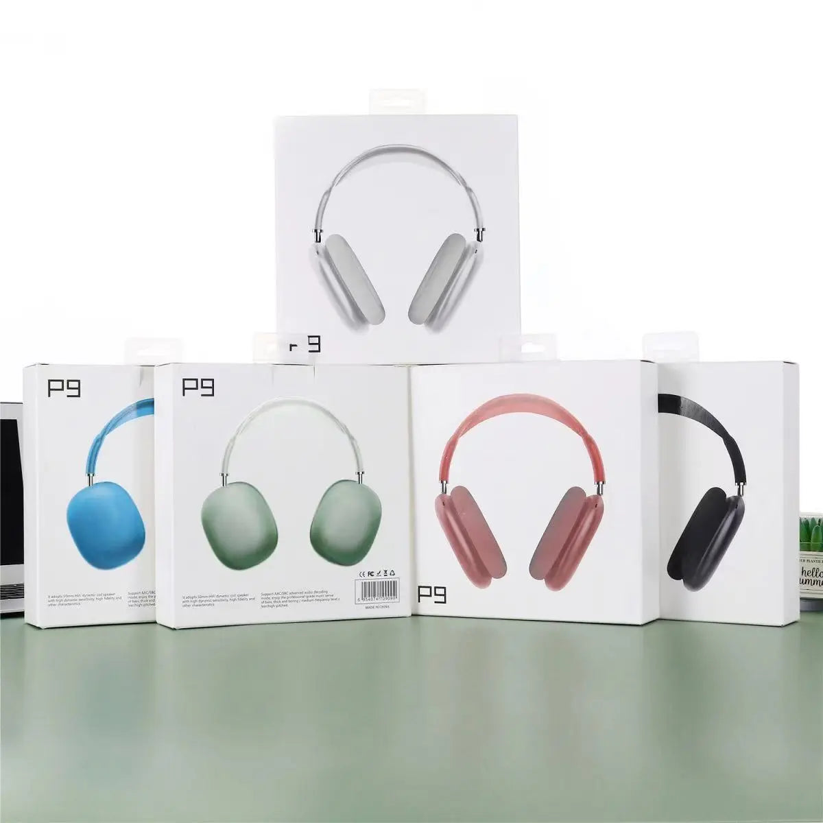 Casque audio Bluetooth sans fil P9 pour jeux et sports de plein air, avec micro et réduction du bruit.