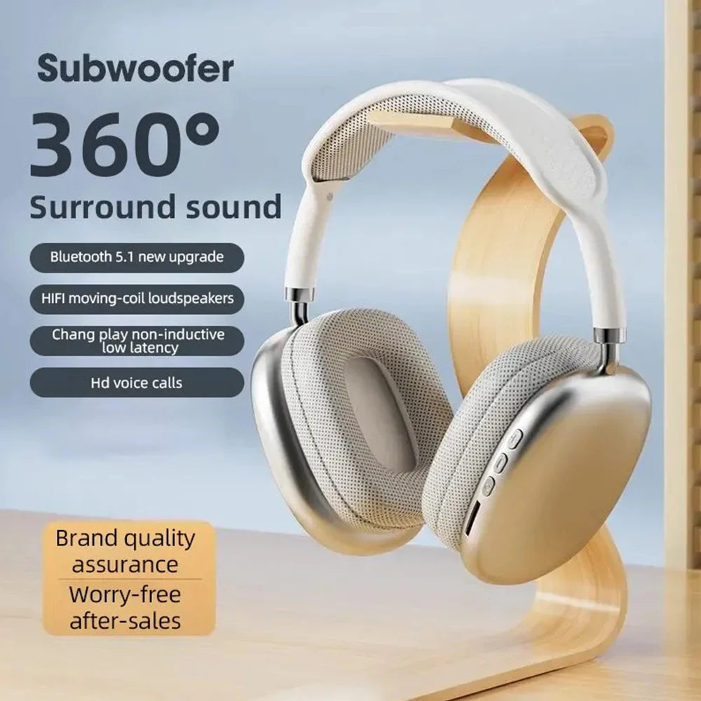 Casque audio Bluetooth sans fil P9 pour jeux et sports de plein air, avec micro et réduction du bruit.