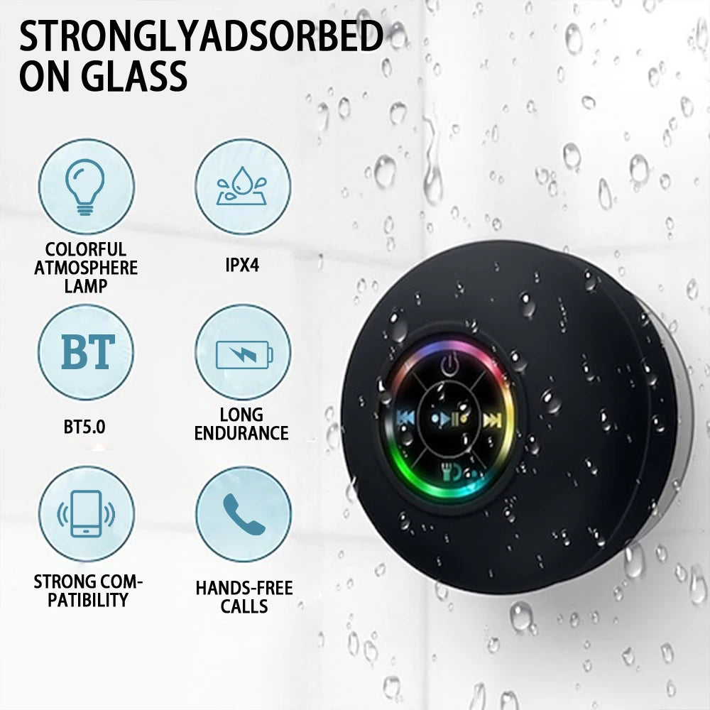 Enceinte Bluetooth Portable Sans Fil – Étanche IPX4 avec Ventouse XXL & LED