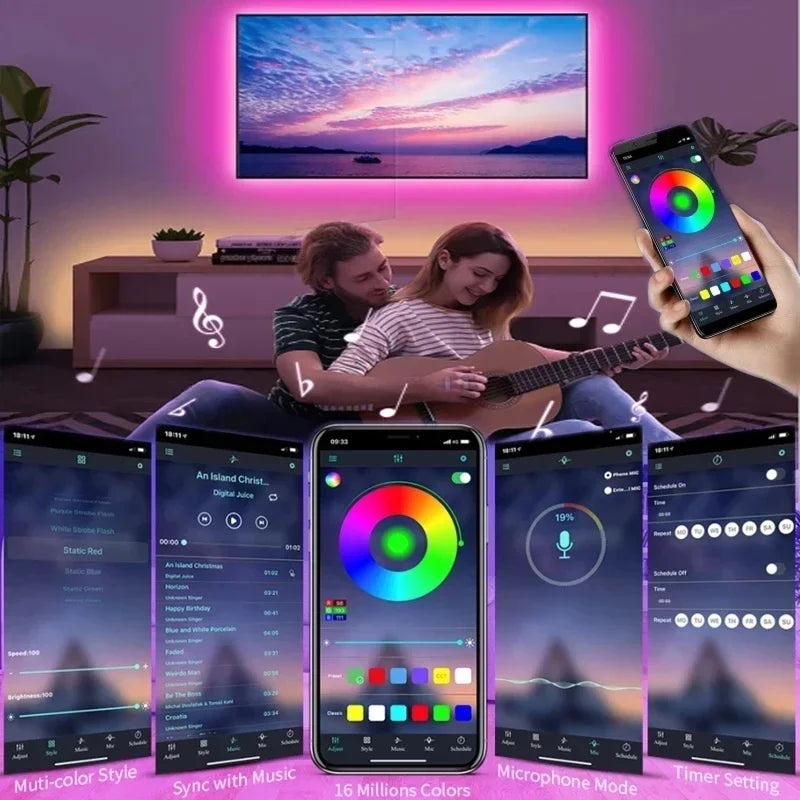 Bande Lumineuse à LED flexible avec branchement USB , application pour changer les couleurs