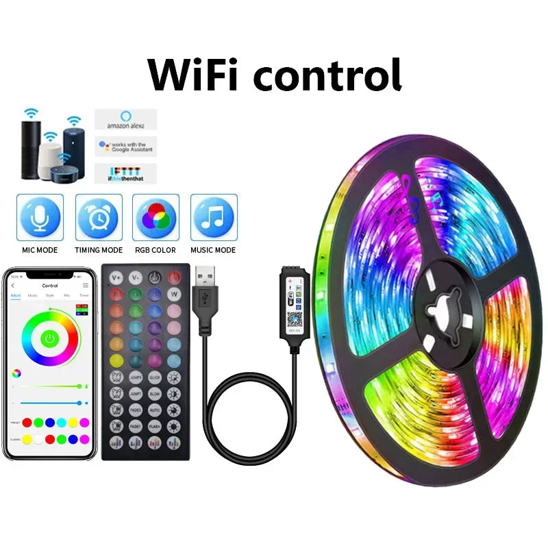 Bande Lumineuse à LED flexible avec branchement USB , application pour changer les couleurs
