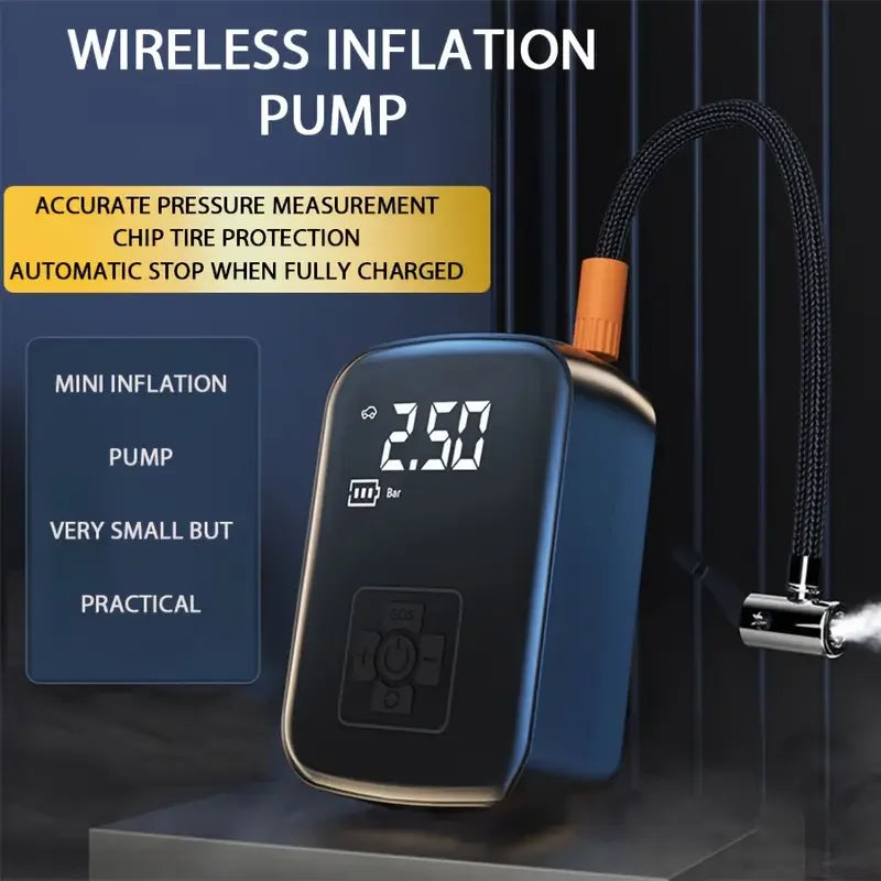 1 pièce – Compresseur d'air sans fil pour voiture Pompe électrique pour pneus – Gonfleur portable pour moto, vélo, bateau, voiture, ballons et objets gonflables