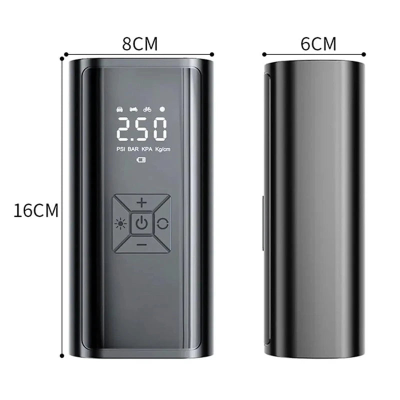 1 pièce – Compresseur d'air sans fil pour voiture Pompe électrique pour pneus – Gonfleur portable pour moto, vélo, bateau, voiture, ballons et objets gonflables