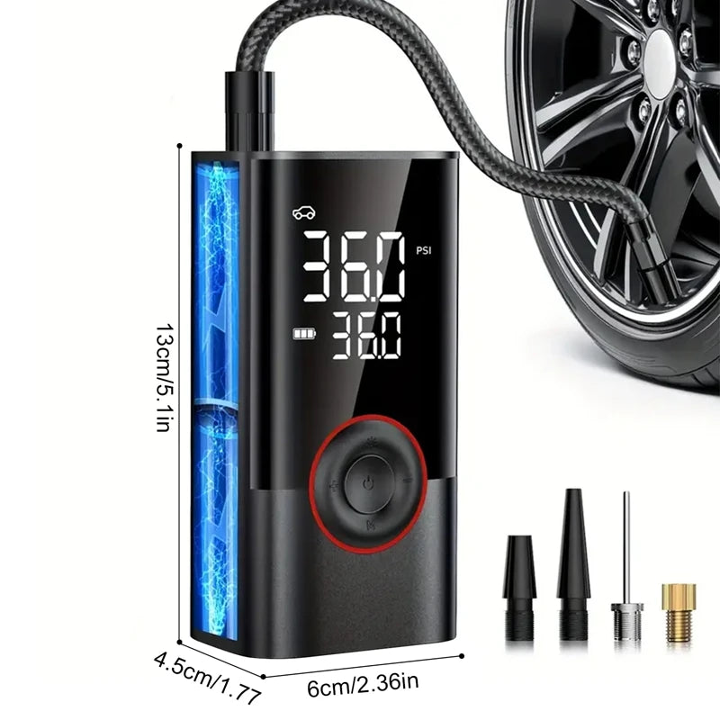 1 pièce – Compresseur d'air sans fil pour voiture Pompe électrique pour pneus – Gonfleur portable pour moto, vélo, bateau, voiture, ballons et objets gonflables