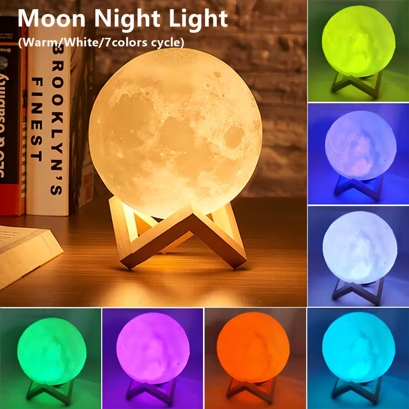 Lampe de lecture LED Moon Light Galaxy Light, veilleuse lunaire, cadeau d'anniversaire pour fille, garçon, enfant, décoration de chambre, éclairage intérieur