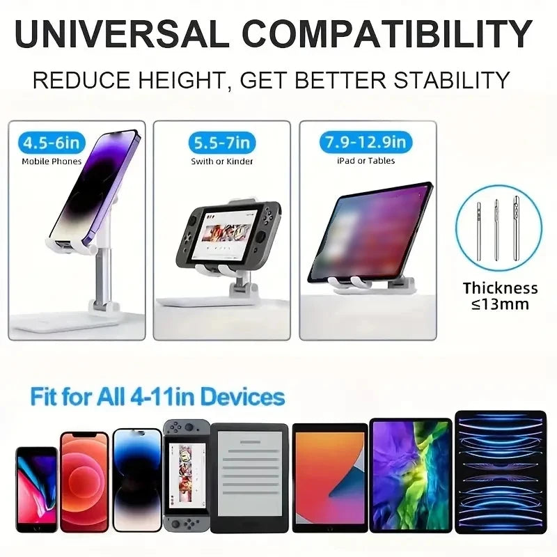 Support Téléphone & Tablette Pliable – Réglable & Flexible