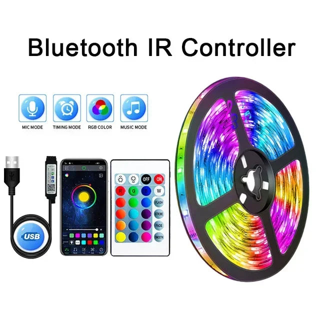 Bande Lumineuse à LED flexible avec branchement USB , application pour changer les couleurs